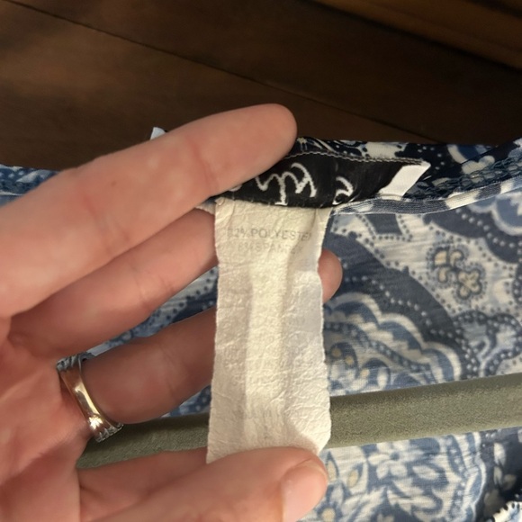 Blue Patterned Women's Top, Size L - Picture 5 of 6